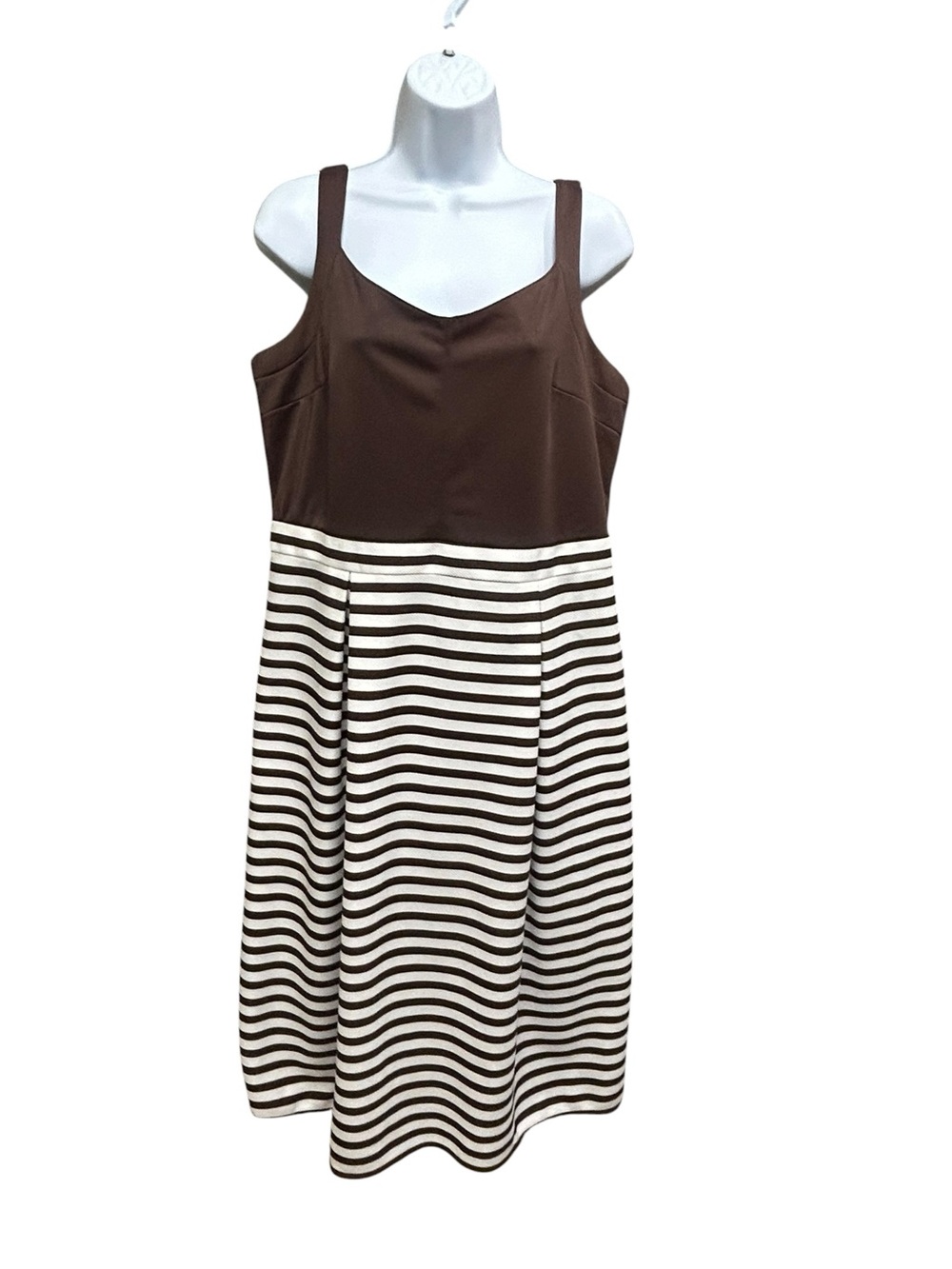 Charming Charlie Brown White Striped Sundress Dress Size XL